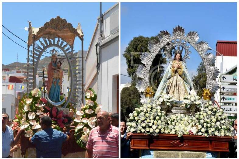 La virgen de Las Nieves, de Lomo Magullo y la Inmaculada Concepción de Jinámar (Foto TA)